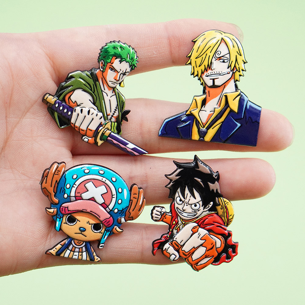 Model Kit One Piece Bandai - Set di 4 spille in metallo