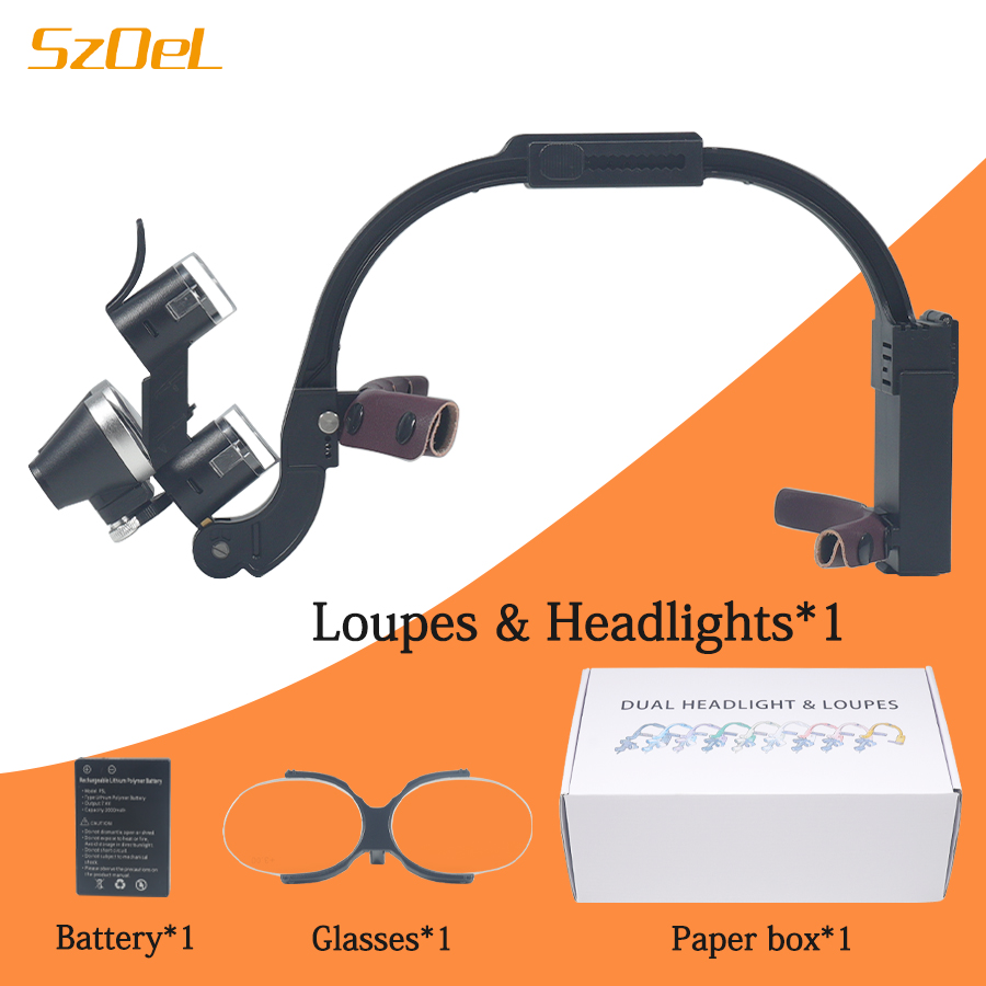 Magnifier With Light - 2.5X/3.5X lente d'ingrandimento binoculare dentale faro